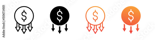 Economic Crisis Multi Style Icon Set Vector 