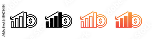 Recession Multi Style Icon Set Vector 
