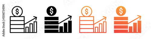 Inflation Multi Style Icon Set Vector 
