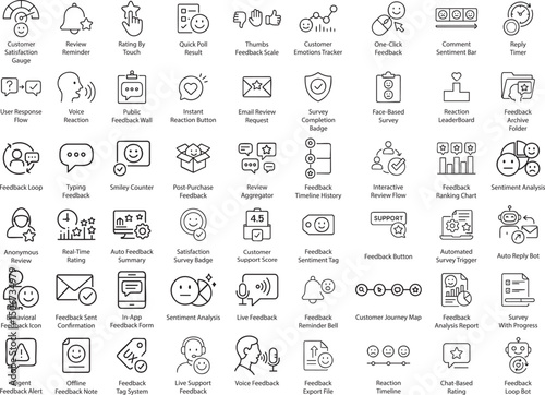 Feedback Icons Set, Thin Line Vector Illustration