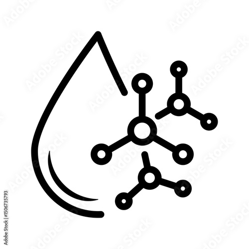 Water chemical molecule icon. Line vector. Isolate on white background.	