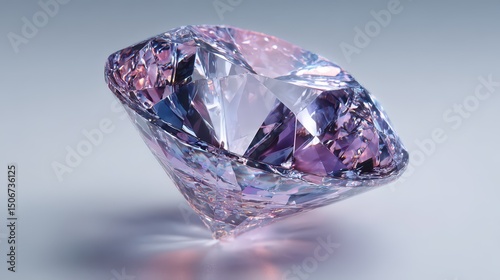 A multifaceted gemstone catches the light, showcasing intricate cuts and subtle shades of lilac and ice. A beautiful piece of nature's art.