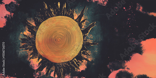 Abstract background with an image of a planet. Solar eclipse