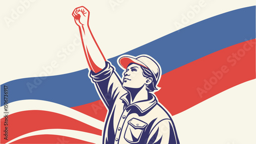 Celebrate Russia independence in style with bold and iconic flag colors. raising fist in protest or showing your support, this design is sure to catch the eye and ignite your patriotic spirit! 