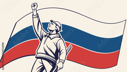 Celebrate Russia independence in style with bold and iconic flag colors. raising fist in protest or showing your support, this design is sure to catch the eye and ignite your patriotic spirit! 
