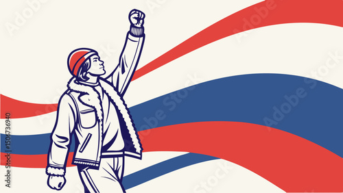 Celebrate Russia independence in style with bold and iconic flag colors. raising fist in protest or showing your support, this design is sure to catch the eye and ignite your patriotic spirit! 
