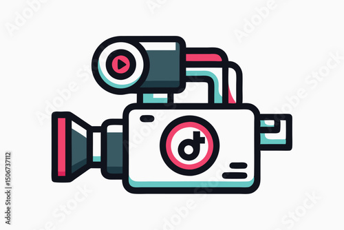 Retro style video camera isolated on white background illustration
