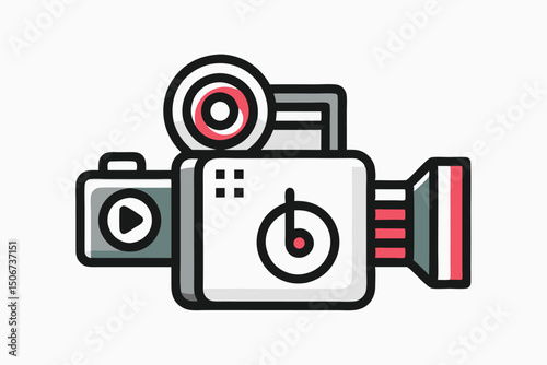 Retro style video camera isolated on white background illustration