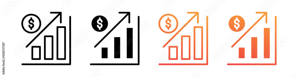 Increase Multi Style Icon Set Vector Increase Multi Style Icon Set Vector