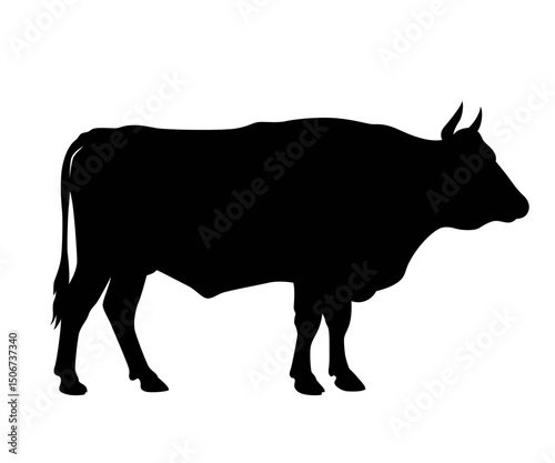 Silhouette illustration of a cow. Vector illustration