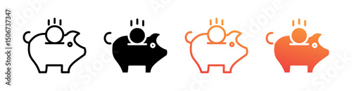 Savings Multi Style Icon Set Vector 