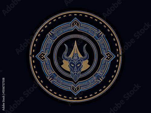 viking Circular badge with A stylized Valhalla theme overlay icon inside