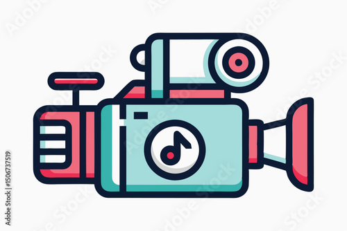 Retro style video camera isolated on white background illustration