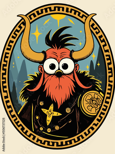 viking Circular badge with A stylized Valhalla theme overlay icon inside