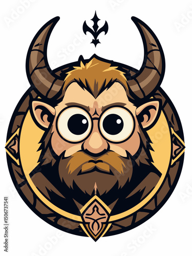 viking Circular badge with A stylized Valhalla theme overlay icon inside