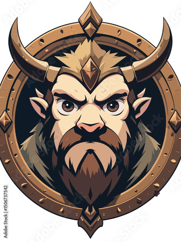 viking Circular badge with A stylized Valhalla theme overlay icon inside