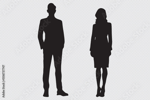 Vector Illustration Businessman Silhouette, A vector illustration of a silhouette businessman and businesswoman in a modern and sleek style. Perfect for business and corporate-themed designs EPS 10