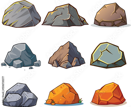 set of rock illustration vector