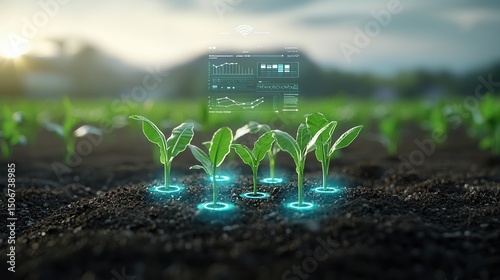 This captivating image showcases the future of intelligent sustainable farming through the use of advanced technologies data analytics and environmental