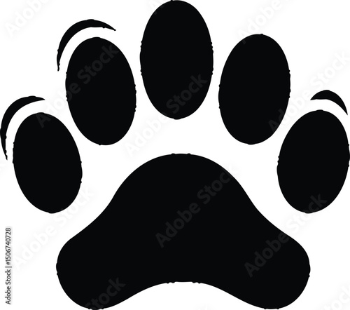 Paw print vector animal pet dog cat puppy feline canine mammal black silhouette graphic design clipart