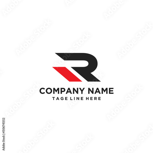 Letter R abstract with line logo icon abstract design template elements