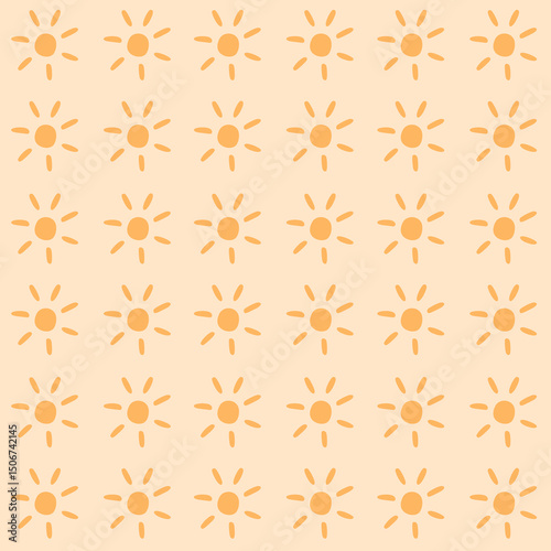 Sun yellow seamless pattern.Background or wallpaper.Summertime or boho sunset fabric.Surface design for textile.Decoration ornament.Repeat tile.Wrapping paper.Graphic design.Vector illustration.