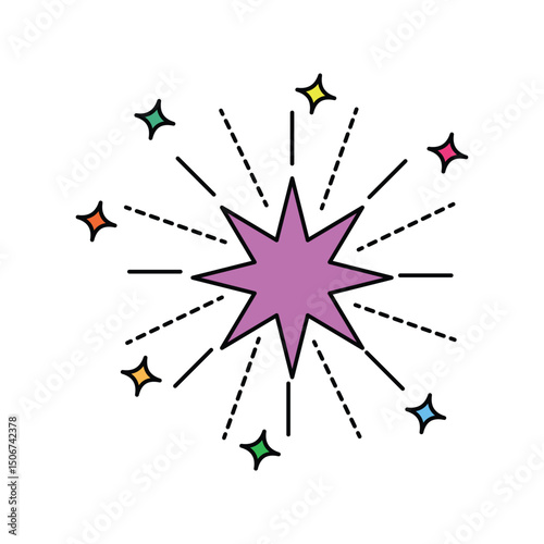 fireworks lineal colorline icon with white background vector stock illustration