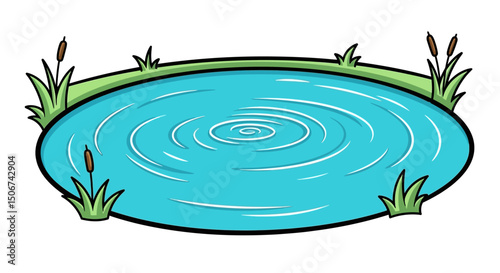 vector illustration of a pond with ripple