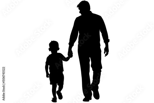Father and Son Walking Hand in Hand A Silhouette Image, father, son, walking, hand, family, goals, innocent, bond, precious, unity, serene, guidance, hope, gentle, affection, togetherness, pure, gener