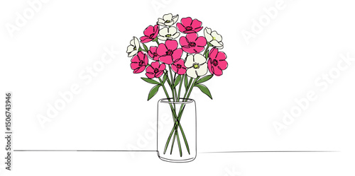 bouquet of flowers in vase – romantic vector design