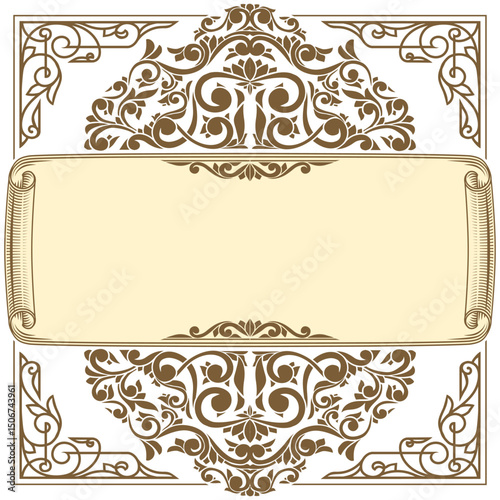Decorative ornate retro floral blank card template
