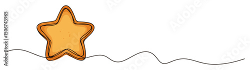 star cookie – sweet dessert outline vector