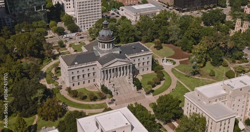 Columbia South Carolina Aerial v39 establishing shot birds eye view flyover downtown capturing landmark state capitol building and urban cityscape in daytime - Shot with Inspire 3 8k - Oct 3rd 2023