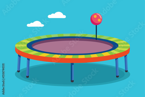 Illustration of a colorful trampoline for recreation and exercise