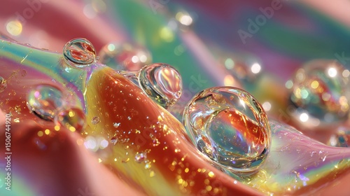 Abstract design of shimmering holographic foil with colorful gradient highlights photo
