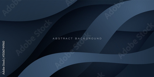 Abstract dark gray wave background. Trendy wave shapes overlap pattern with shadow. Eps10 vector