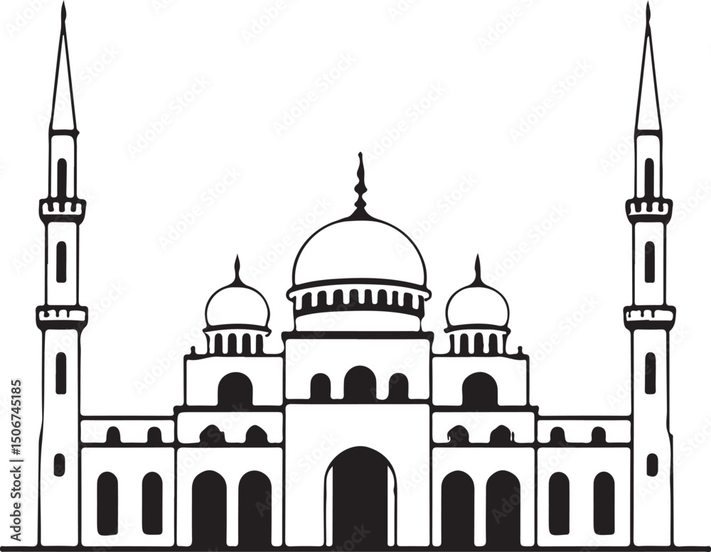 Fototapeta premium Mosque silhouette illustration vector design