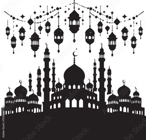 Mosque silhouette illustration vector design