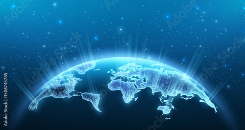 World map on space background. Earth globe, global network, digital universe.