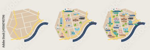 Process of Map with Road and Street Infographic Design Template
