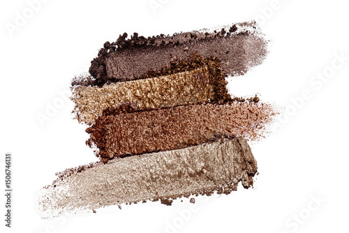 Set of crushed eyeshadow isolated on white.