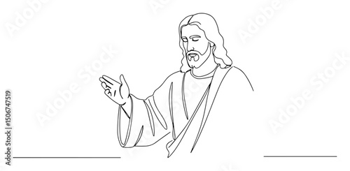 minimalist line art jesus christ blessing vector illustration
