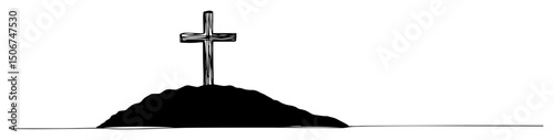 cross on grave vector illustration