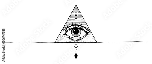 detailed all seeing eye in triangle symbol vector illustration