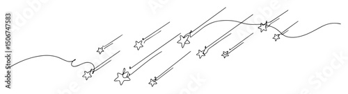 minimalist line art falling stars vector illustration