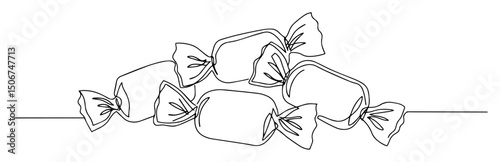 candies monoline oneline hand drawn vector illustration