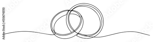 intertwined wedding rings monoline romantic sketch