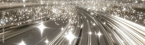 Abstract Light Trail with Sparkles Radiating in Dynamic Motion