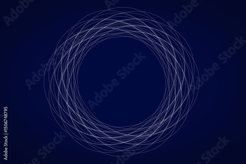 Series of concentric rings creating a hypnotic effect. Thin light lines on a deep blue background. Ideal for meditation, hypnosis, sound visualization, or digital UI elements.