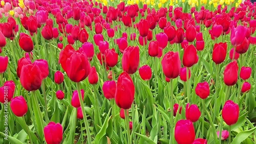 Close-up of Red Tulips Blooming — Vibrant Floral Macro Video